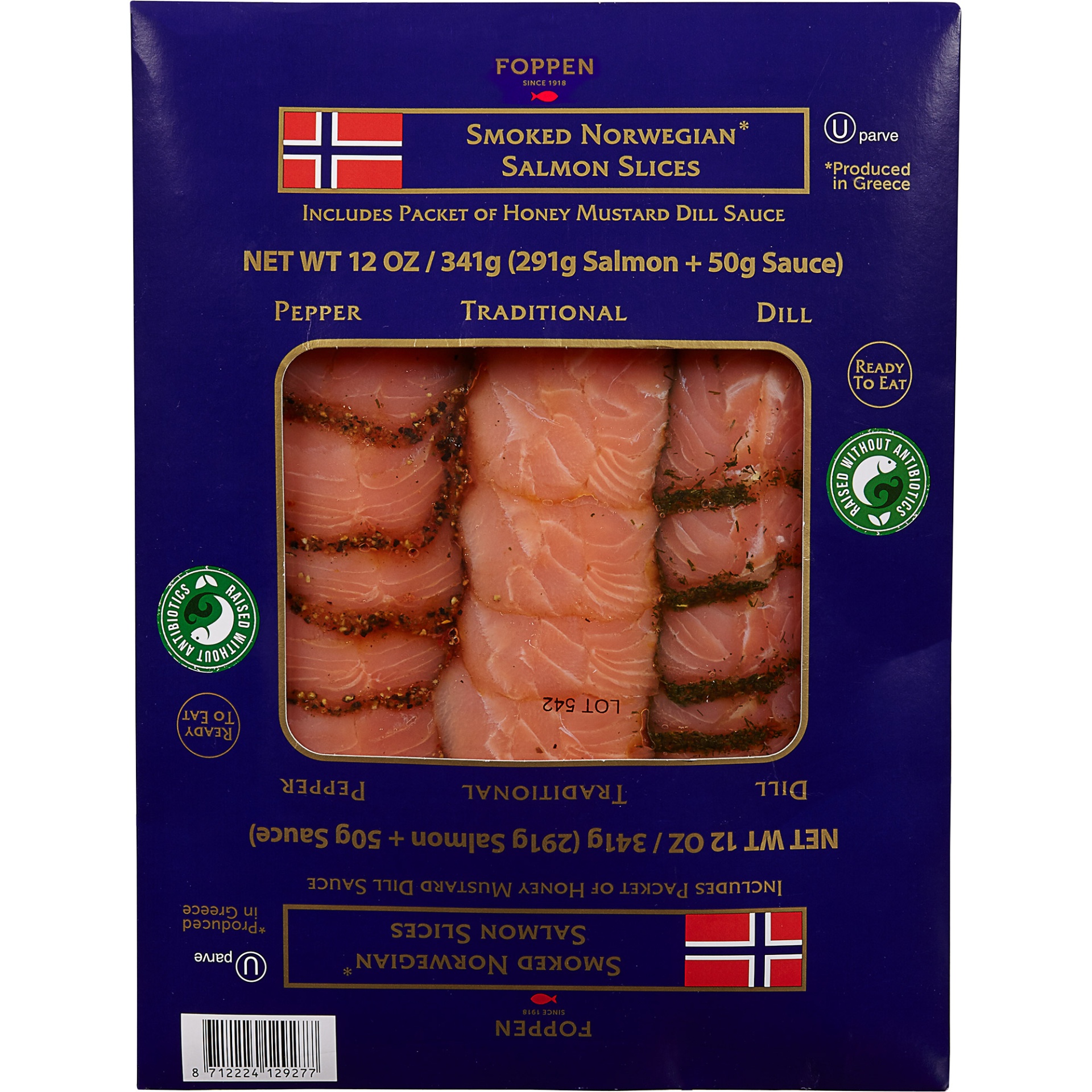 slide 1 of 1, Foppen Norwegian Smoked Salmon Slices, 12 oz
