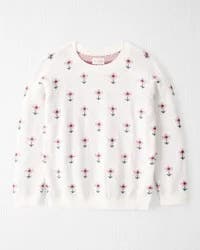 Littleplanet Girls Organic Cotton Sweater Knit - Wildflower Maze Print - Size 8