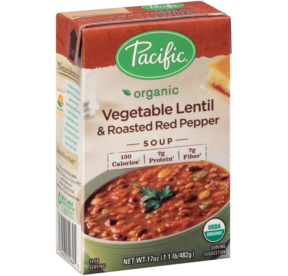 slide 3 of 9, Pacific Foods Organic Vegetable Lentil & Roasted Red Pepper Soup, 17 oz