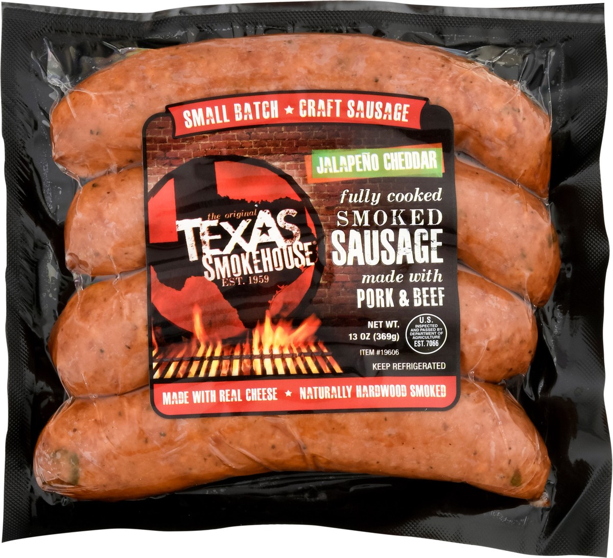 slide 9 of 14, Texas Smokehouse Jalapeño-Cheddar Sausage Links, 23 oz