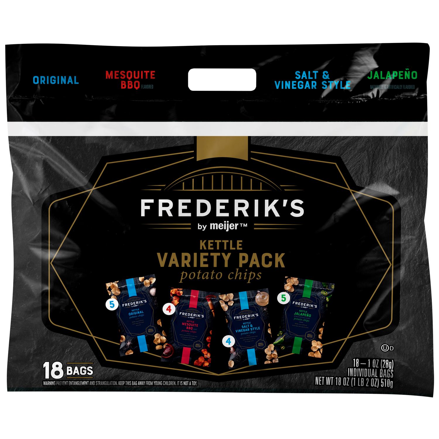 slide 1 of 2, Frederik's by Meijer Kettle Chips Variety Pack - 18 ct; 18 oz, 18 ct; 18 oz