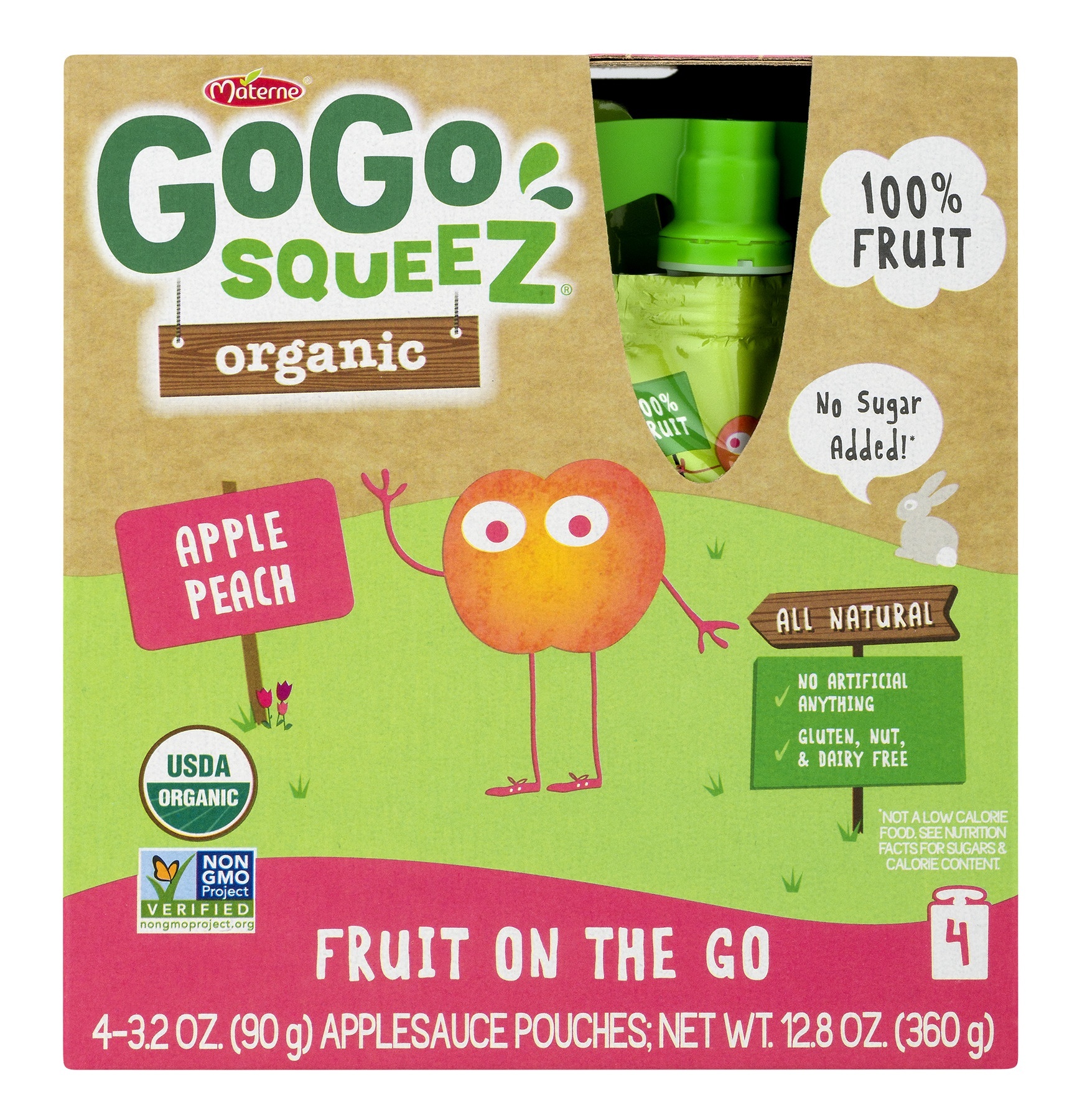 slide 1 of 4, Materne GoGo squeeZ Organic Apple Peach Applesauce, 4 ct; 3.2 oz