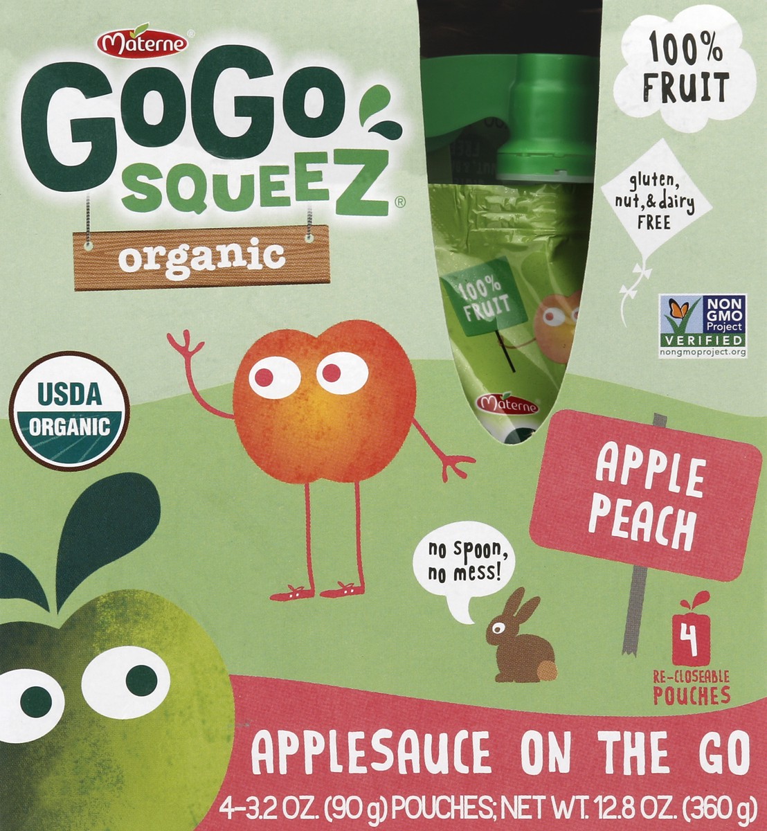 slide 4 of 4, Materne GoGo squeeZ Organic Apple Peach Applesauce, 4 ct; 3.2 oz