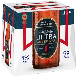 Michelob ULTRA Amber Max American Lager Beer, 12 Pack 12 fl oz Bottles