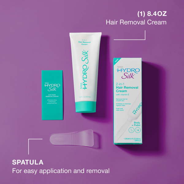 slide 5 of 26, Schick Hydro Silk 2-in-1 Hair Removal Cream for Body + Pubic, 8.4 fl oz