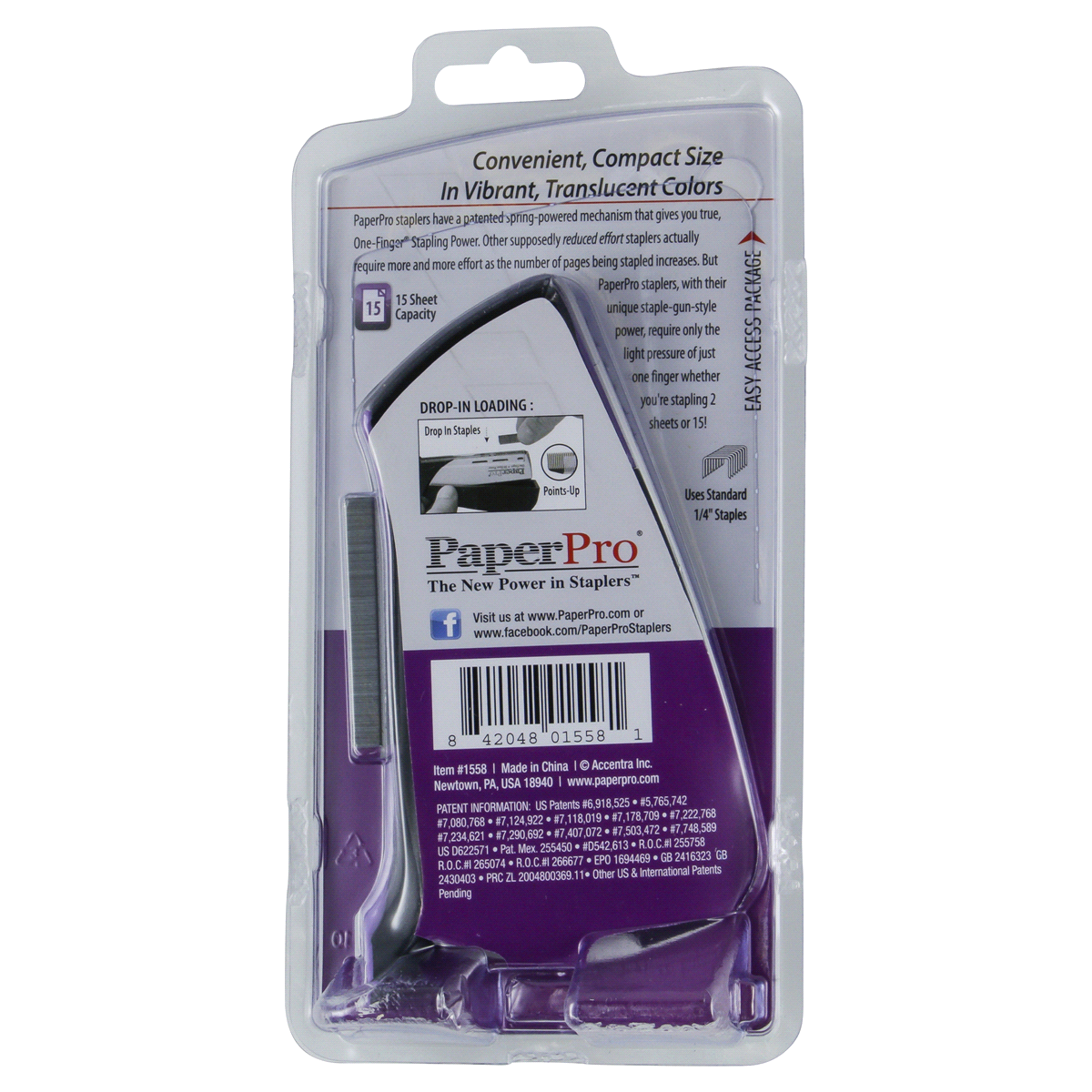 slide 2 of 2, PaperPro Translucent Compact Stapler, 1 ct