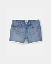 Oshkosh Girls Eyelet Trim Denim Shorts - Medium Wash Blue, Size 12