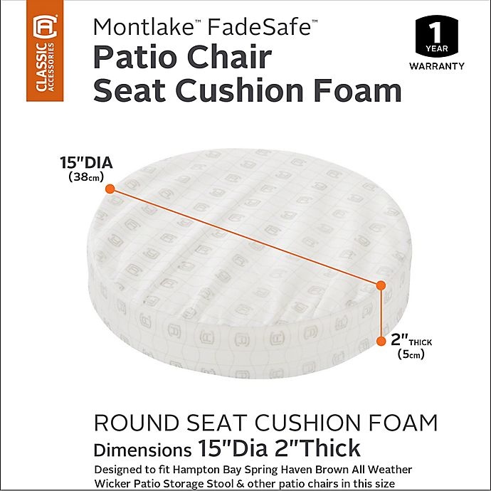 15 X 15 X 2 Montlake Fadesafe Round Patio Dining Seat Cushion