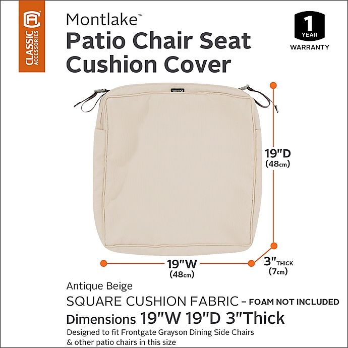 slide 9 of 11, Classic Accessories Montlake FadeSafe Dining Seat Cushion Slip Cover - Beige, 19 in