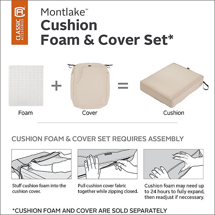 slide 5 of 11, Classic Accessories Montlake FadeSafe Dining Seat Cushion Slip Cover - Beige, 19 in