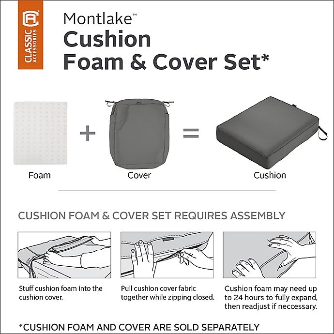 slide 7 of 11, Classic Accessories Montlake FadeSafe Lounge Seat Cushion Slip Cover - Charcoal, 23 in