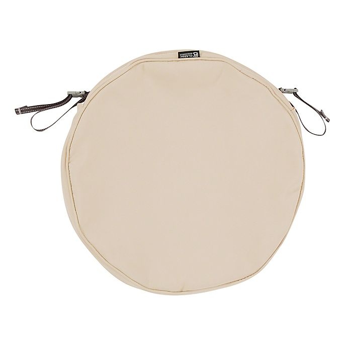 slide 3 of 5, Classic Accessories Montlake FadeSafe Round Dining Seat Cushion - Beige, 15 in