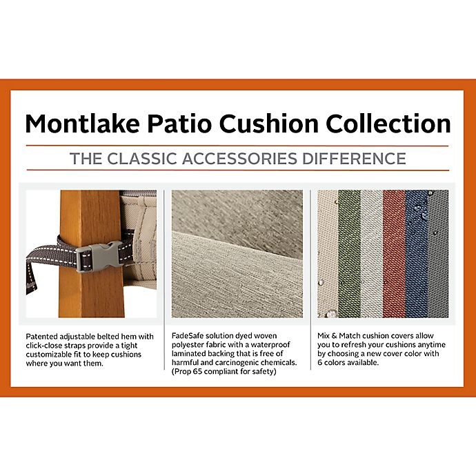 slide 5 of 13, Classic Accessories Montlake Outdoor Seat Cushion Slipcover - Antique Beige, 23 in x 25 in