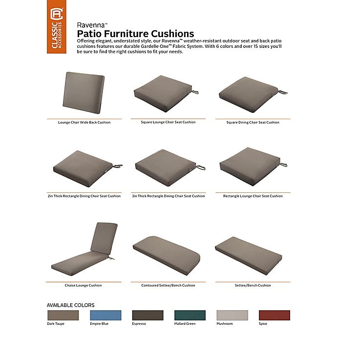 slide 12 of 15, Classic Accessories Patio Bench/Settee Cushion Slip Cover and Foam - Dark Taupe, 1 ct