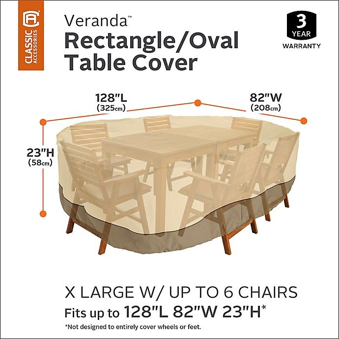 slide 7 of 10, Classic Accessories Veranda X-Large Rectangular or Oval Dining Table and Chair Set Cover, 1 ct
