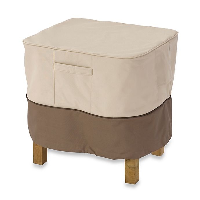 slide 1 of 1, Classic Accessories Veranda Large Square Ottoman/Side Table Cover - Natural/Brown, 1 ct
