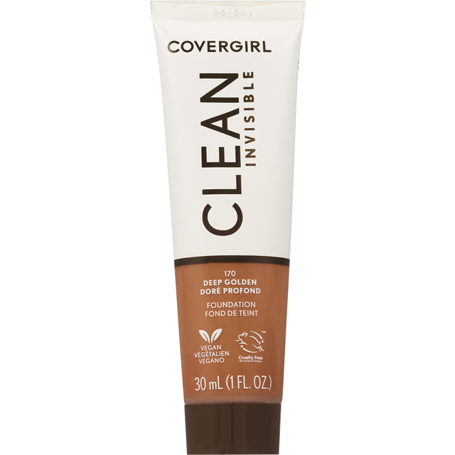 slide 1 of 9, Covergirl Clean Invisible Liquid Makeup, 170 Deep Golden, 1 ct