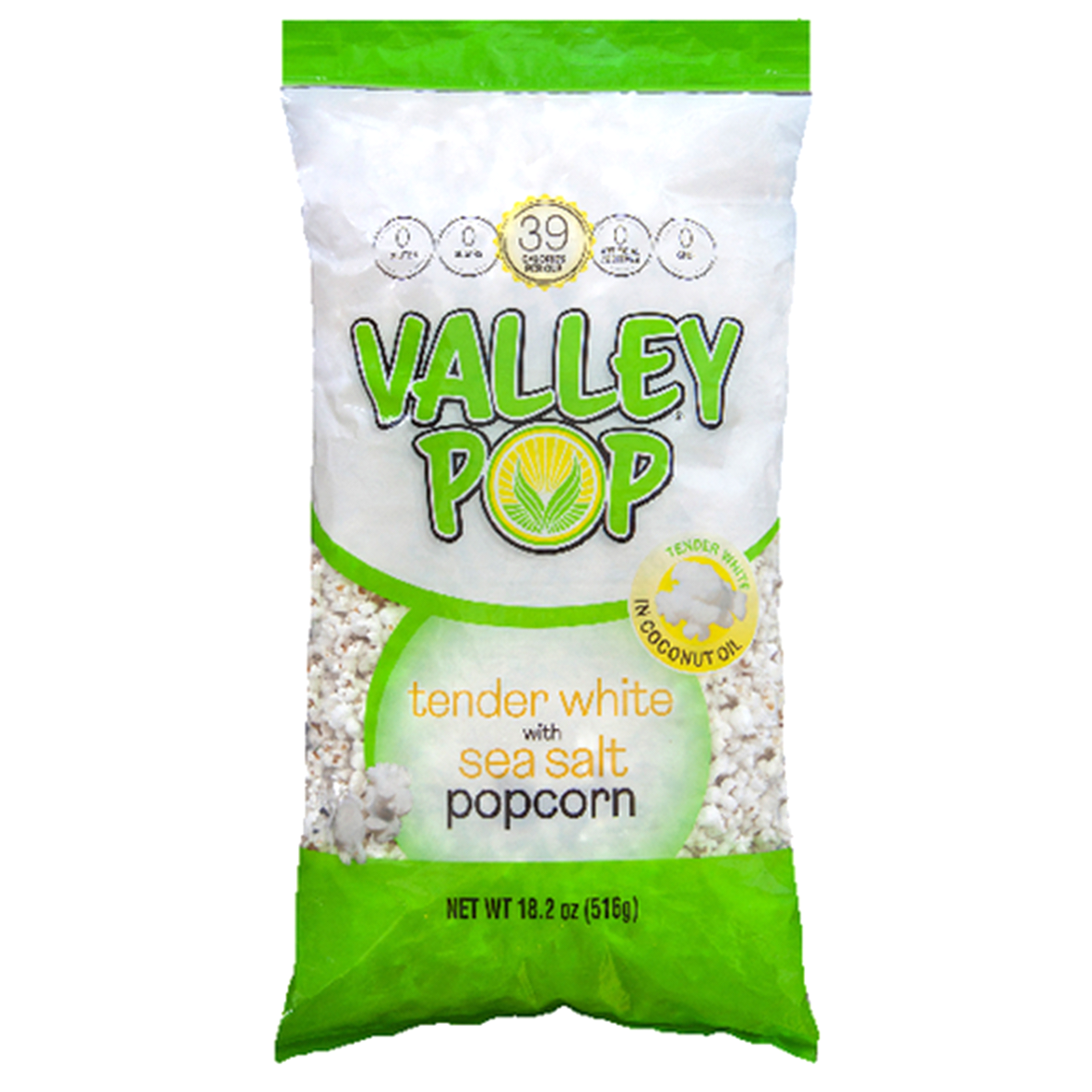 slide 1 of 1, Valley Popcorn Tender White Popcorn With Sea Salt, 18.2 oz
