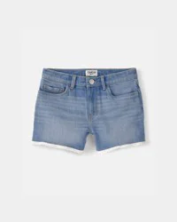 Oshkosh Girls Eyelet Trim Denim Shorts - Medium Wash Blue 4