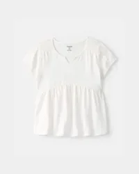 Oshkosh Girls Peplum Short-Sleeve Top - White, Size 6-6X