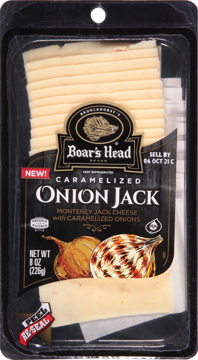 slide 5 of 9, Boar's Head Pre-sliced Caramelized Onion Jack, 8 oz