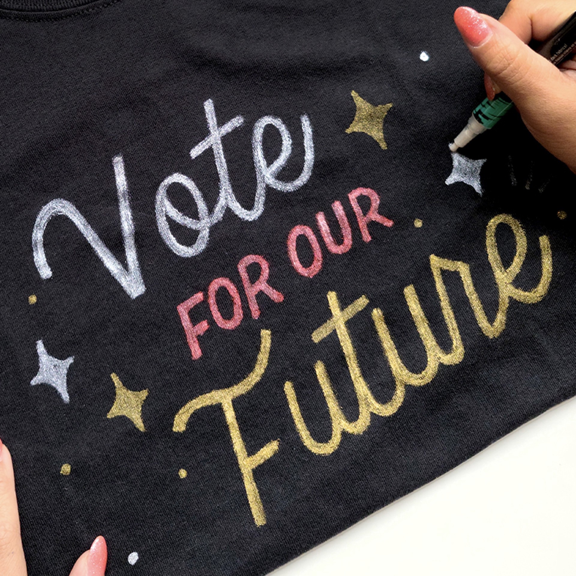 slide 6 of 6, Tulip Glitter Fabric Paint Markers, 5ct., 5 ct