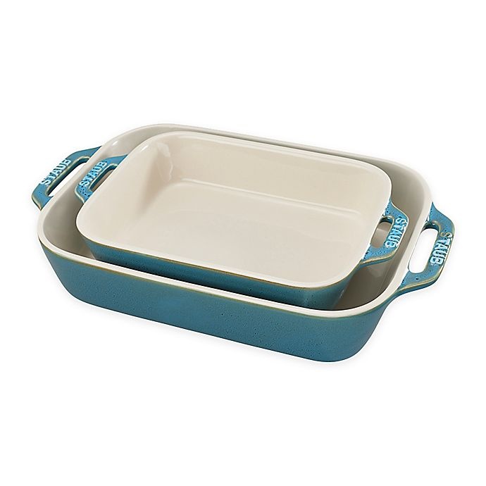 slide 1 of 1, Staub Rectangular Baking Dish Set - Turquoise, 2 ct