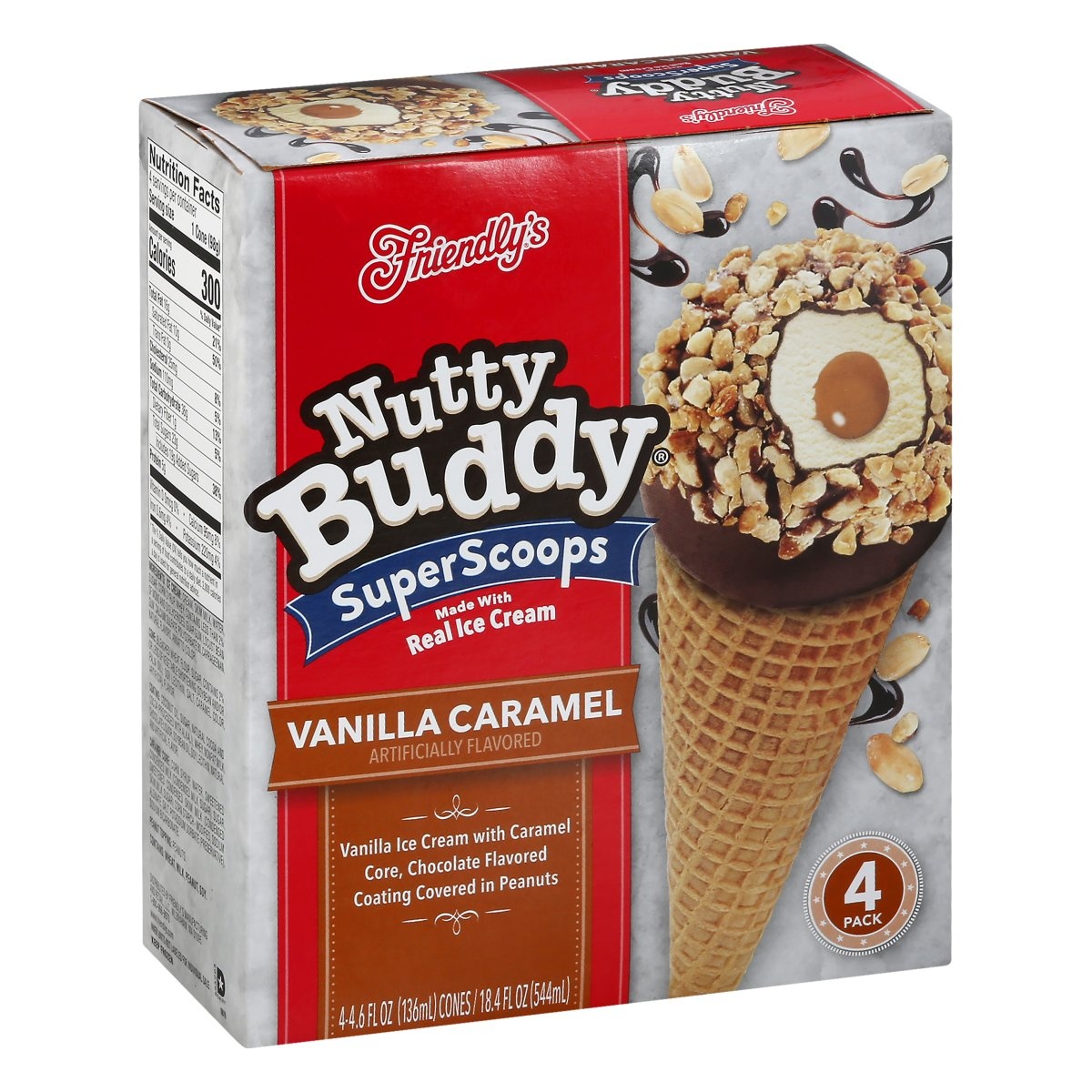 slide 1 of 1, Friendly's Nutty Buddy Vanilla Caramel Ice Cream Cone, 18.4 fl oz