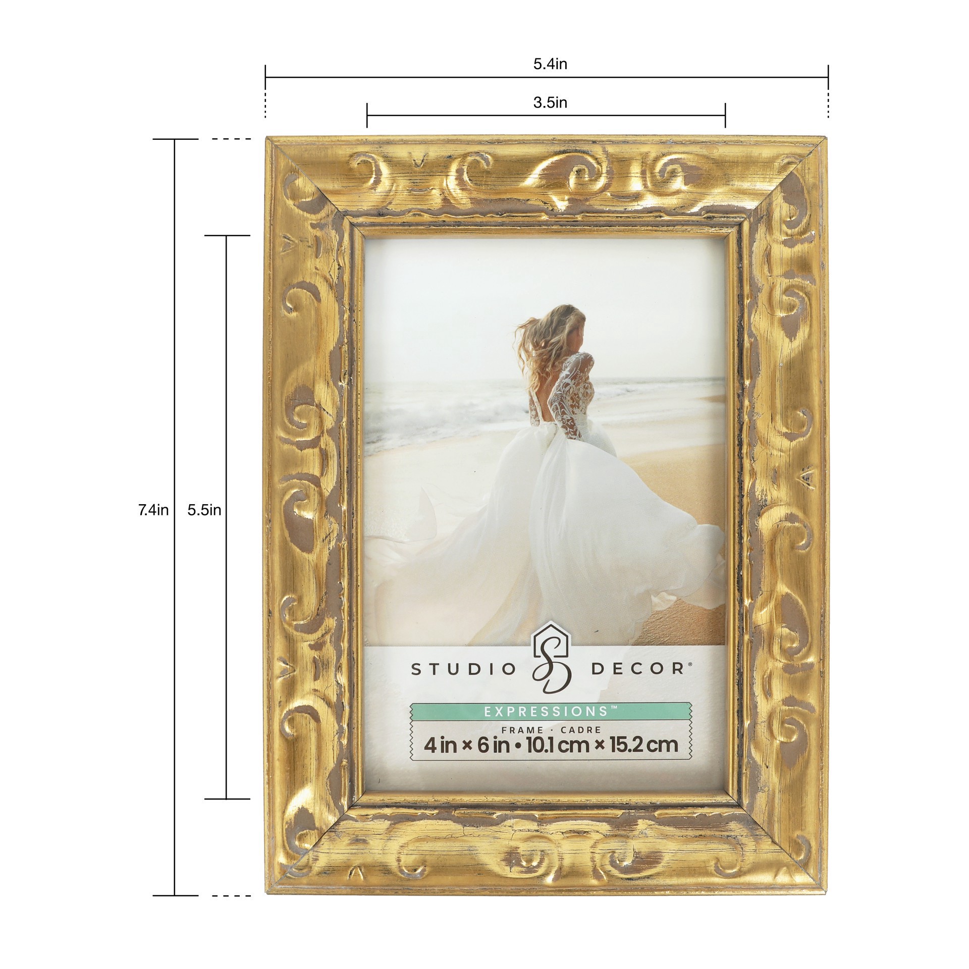 slide 6 of 6, Expressions 4" X 6" Gold Ornate Wood Frame By Studio Decor, 4 in x 6 in