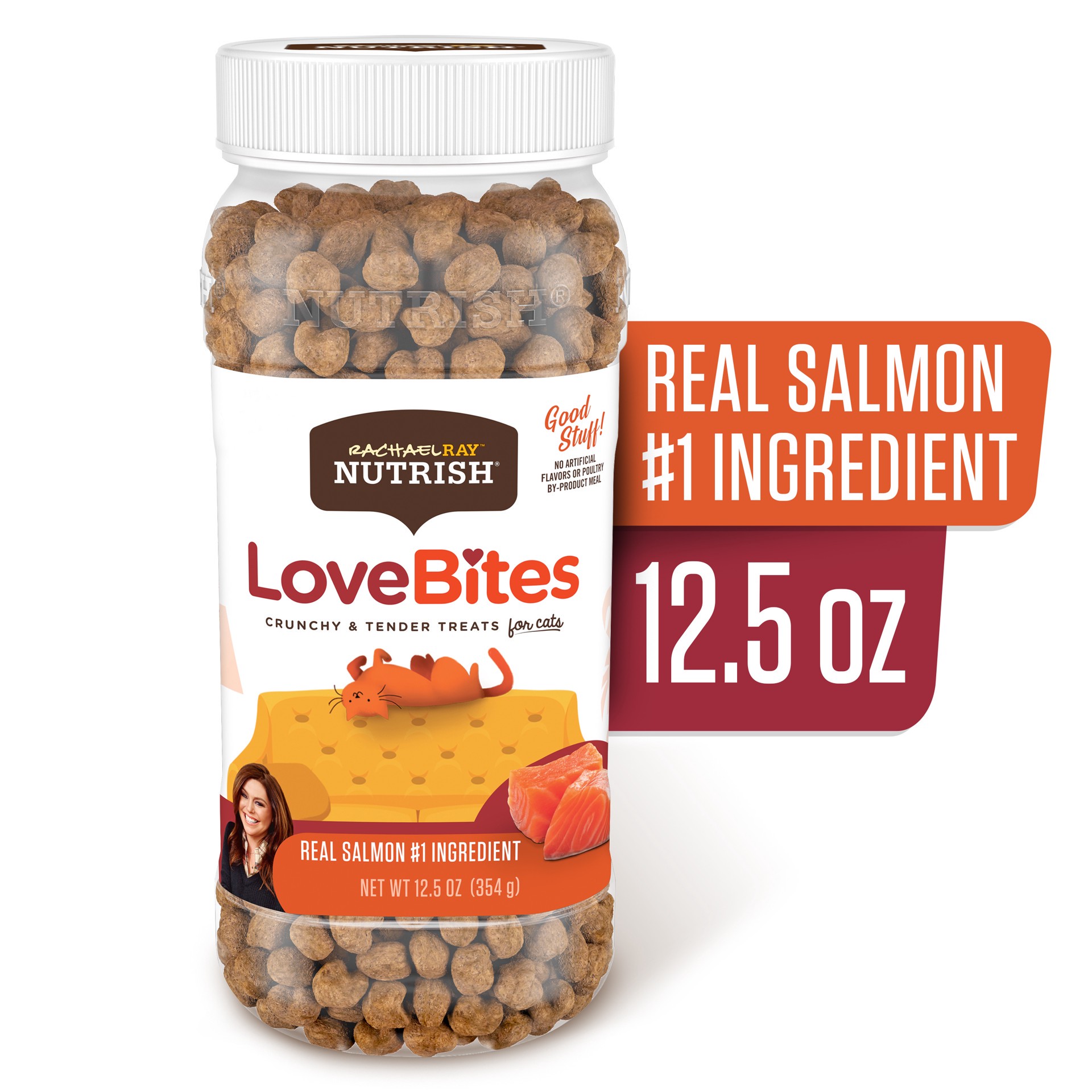 slide 3 of 6, Rachael Ray Nutrish Love Bites Cat Treats, Salmon 12.5 Ounce Canister, 12.5 oz