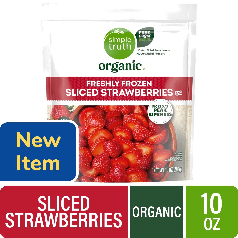 slide 1 of 2, Simple Truth Organic Frozen Sliced Strawberries, 10 oz