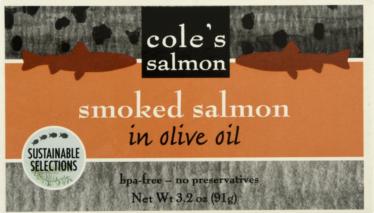 slide 5 of 9, Cole's Mackerel Smoked in Olive Oil Salmon 3.2 oz, 3.2 oz