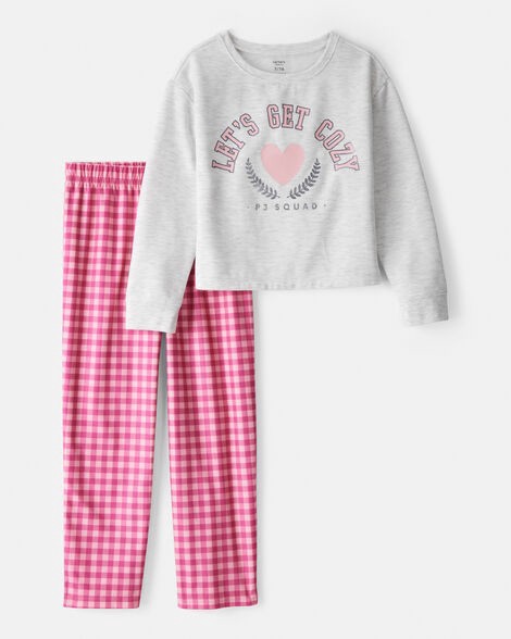 slide 1 of 2, Carter's Girls Heart Fleece Loose Fit 2-Piece Pajamas Multi 6, 2 pc