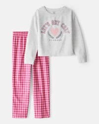 Carter's Girls Heart Fleece Loose Fit 2-Piece Pajamas Multi 6