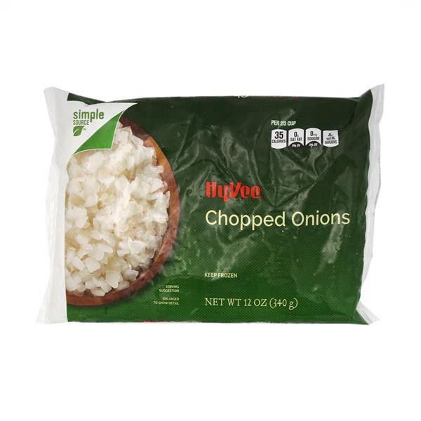 slide 1 of 1, Hy-Vee Chopped Onions, 12 oz