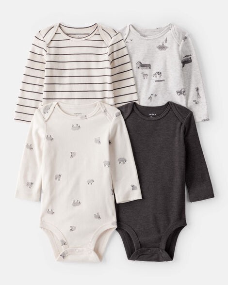 slide 1 of 5, Carter's Baby Boy 4-Pack Sheep Print Long-Sleeve Multipack Bodysuits Multi 18M, 1 ct
