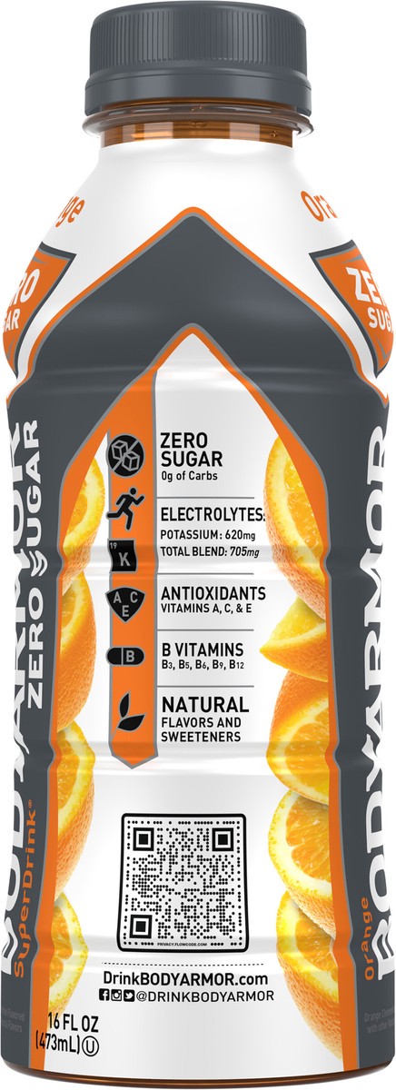slide 3 of 13, BODYARMOR Zero Sugar Orange Electrolyte Sports Drink, 16 fl oz Bottle, 16 fl oz