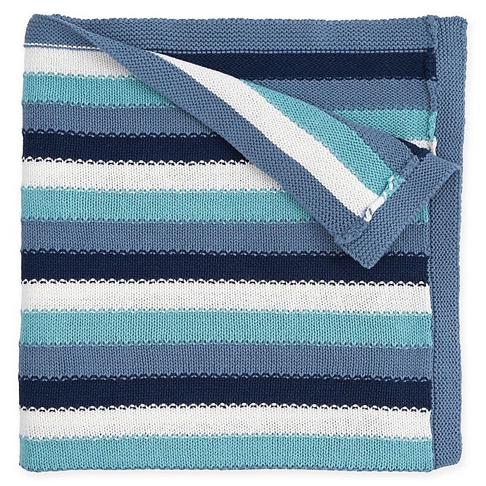 slide 1 of 2, Elegant Baby Cotton Stripe Blanket - Blue, 1 ct