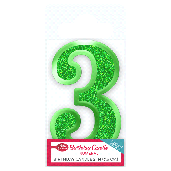slide 1 of 2, Betty Crocker Premium Numeral Candle, 3  1 ct