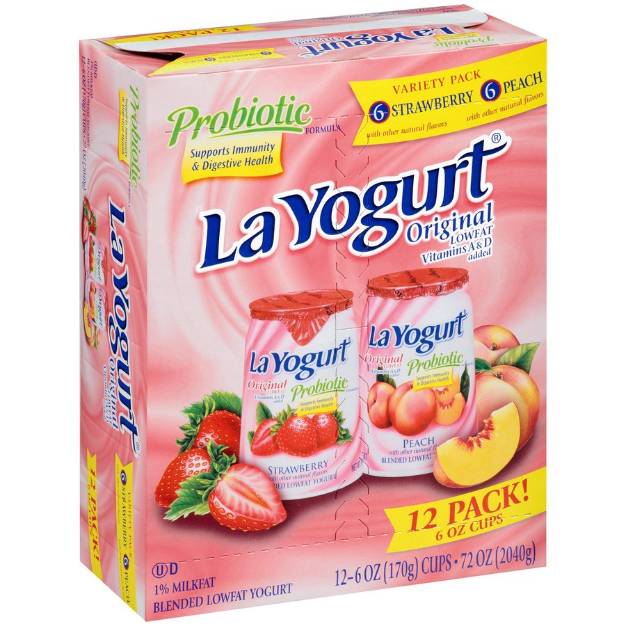 slide 2 of 3, La Yogurt Strawberry Peach, 6 oz