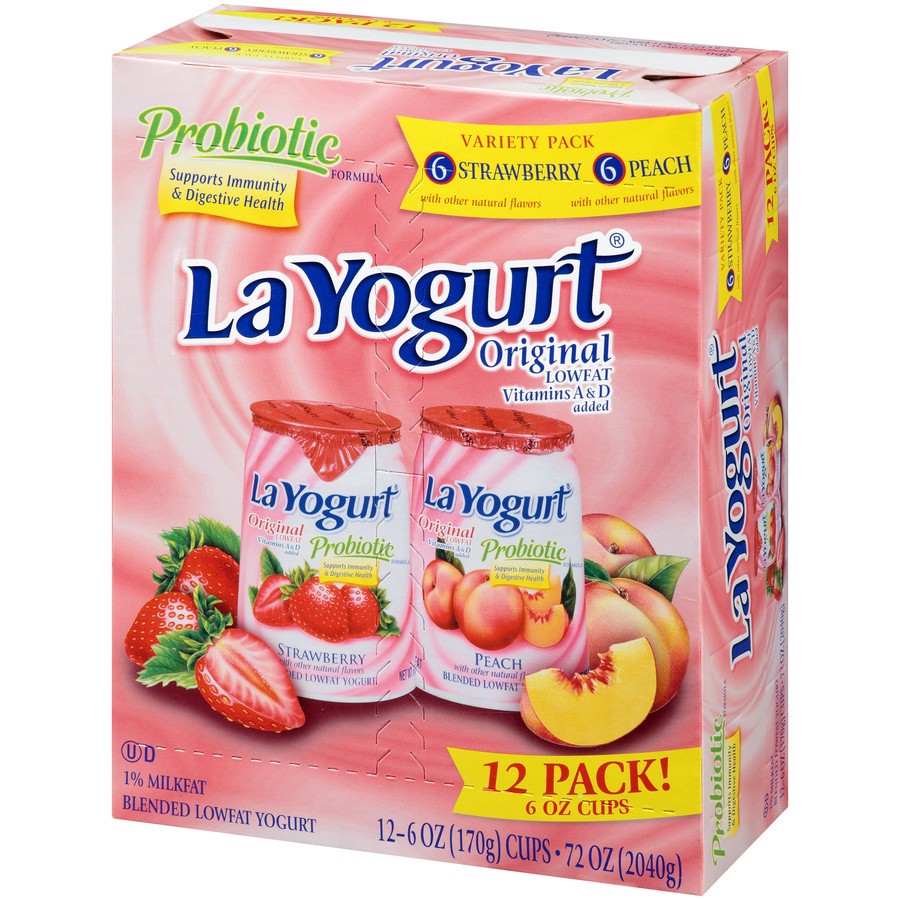 slide 3 of 3, La Yogurt Strawberry Peach, 6 oz