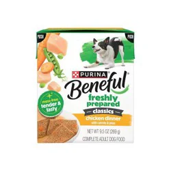 Purina Beneful Freshly Prepared Classics Chicken Dinner with Carrots and Peas Pate Dog Food - 9.5 oz. Carton
