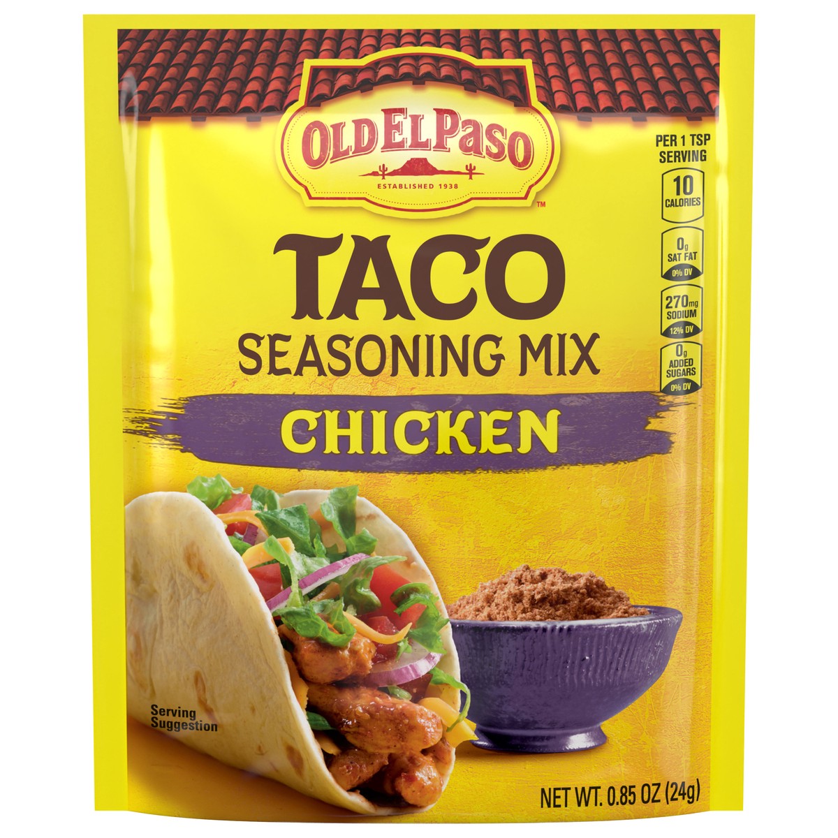 slide 1 of 9, Old El Paso Chicken Taco Seasoning, 0.85 oz., 0.85 oz