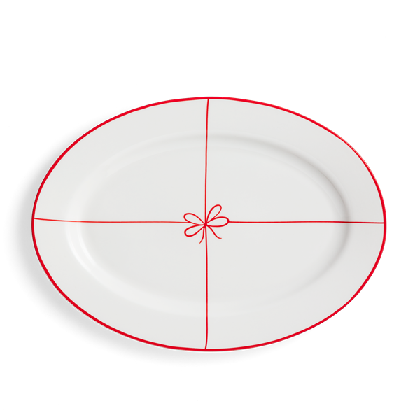 slide 1 of 1, Hy-Vee Seasons Red Bow Serving Platter, 1 ct