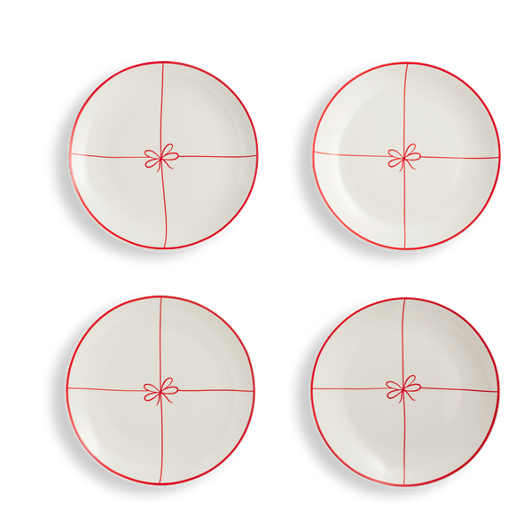 slide 1 of 1, Hy-Vee Seasons Red Bow Dinner Plates, Set Of 4, 4 ct