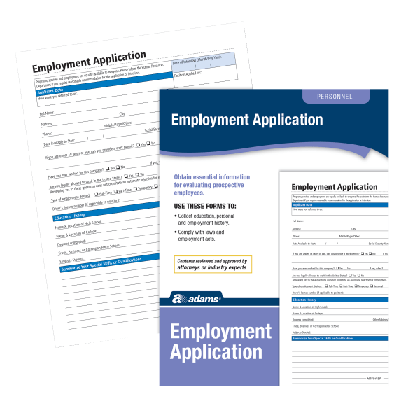 slide 2 of 3, Adams Application For Employment, 1 ct