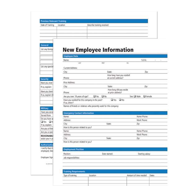slide 2 of 2, Adams New Employee Information Forms, 1 ct