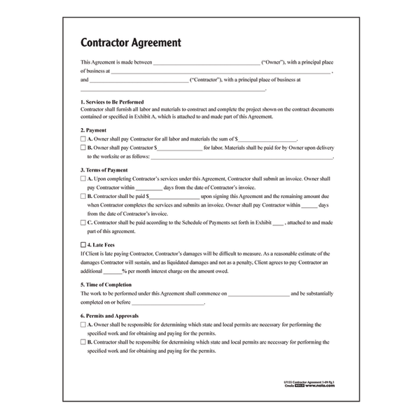 slide 2 of 2, Adams Contractor Agreement, 1 ct