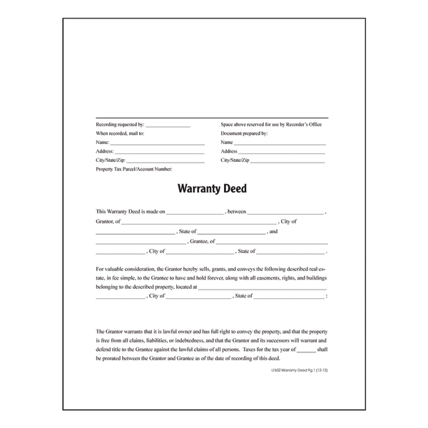 slide 2 of 2, Adams Warranty Deed, 1 ct