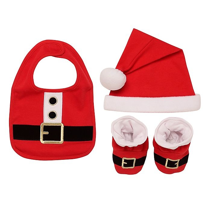 slide 1 of 1, Baby Starters Santa Bib, Hat, and Booties Set - Red, 3 ct